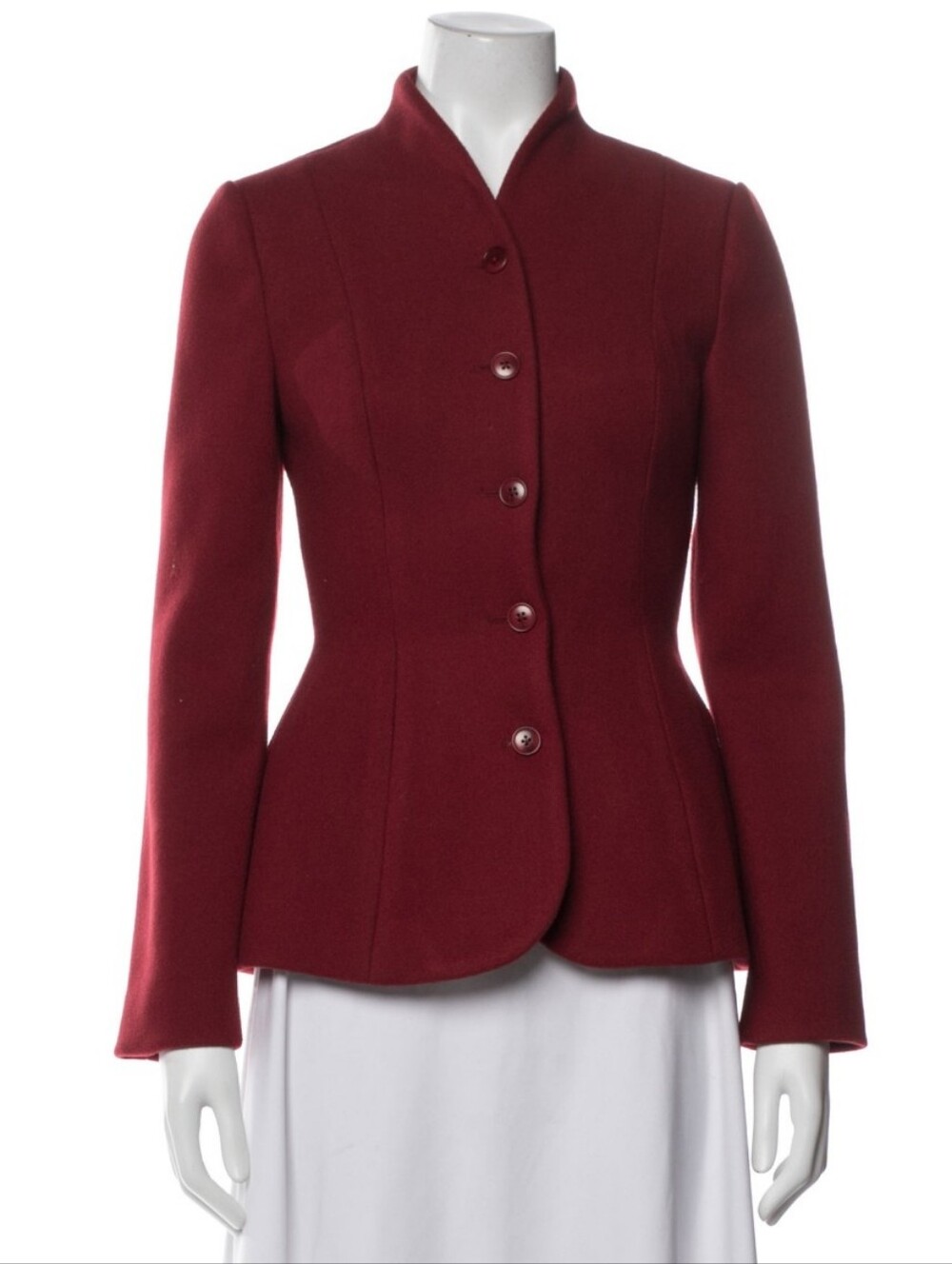 Reformation X Nara Smith Wool Button Burgandy Red Peplum Jacked Sz XS